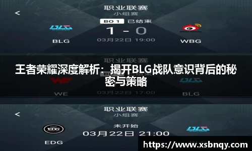 王者荣耀深度解析：揭开BLG战队意识背后的秘密与策略